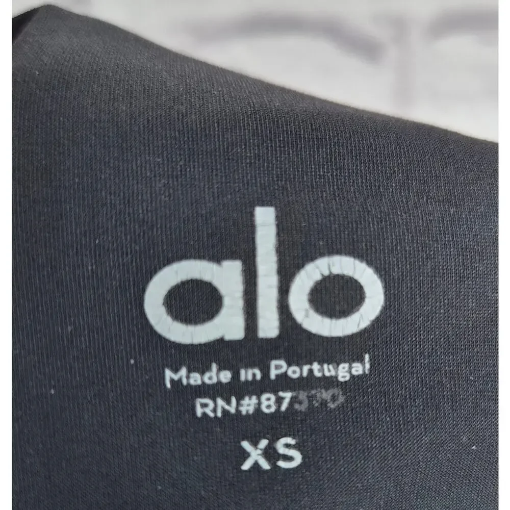 Alo Yoga High Waist Ripped Leggings Black XS Cutout Distressed Yoga Pants.